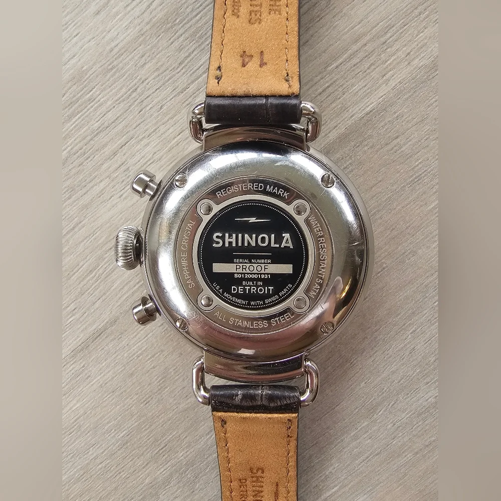 Shinola Canfield Chronograph Watch With Brown Leather Strap - Picture 2 of 6